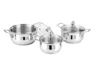 Steelcraft Premium Stainless Steel Induction Bottom AlmoraCookware Family Combo Best for Cook and Serve Set of 3 pc Casserole (14cm, 850ml) (16cm, 1300ml)(18cm, 1800ml) with Glass Lids, Silver