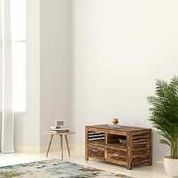 Amazon Brand - Solimo Cottbus Solid Sheesham Wood Entertainment Unit with 2 Drawers and 2 Shelves (Natural Finish)