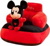 Sarika Enterprises Mickey Mouse Shaped Soft Plush Cushion Fabric Sofa  (Finish Color - Black, Pre-assembled)
