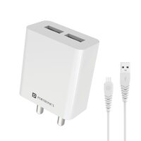 Portronics Adapto 32 M 2.4A Adapter with Dual Output, 12W Max Output, Smart Protection Chip, 1M Micro USB Charging Cable(White)