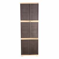 Cello Novelty Large Plastic Cupboard with lock(Brown and Beige)