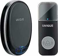 UN1QUE Wireless Door Bell for Home - Small Calling Bell for Office, 1000ft Long Range with 36 Chimes, 100dB Louder Volume, 4 Level Volume, LED Light, Info Board Design, IP44 Waterproof (1 Smart Receiver and 1 Portable