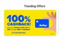 Get Rs.100 cashback on Adding Rupay Credit card on UPI