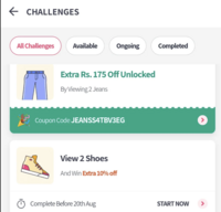 Myntra - New challenges added - complete & win coupons 