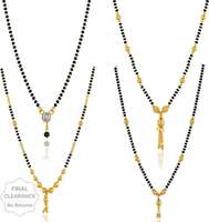 LYRISS new stylish jewellery golden combo pack of 4 black bead chain Alloy Mangalsutra