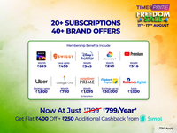 Times Prime Freedom Sale-Flat Rs.400 Off on Times Prime Membership