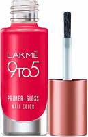 Lakmé 9 To 5 Primer + Gloss Nail Colour, Glossy Finish, Redcarnival, 6Ml