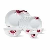 Larah by Borosil - Tiara Series, Paradise, 19 Pcs, Opalware Dinner Set, White