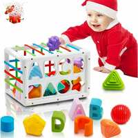 [Collect ₹15 Off Coupon] Alokik Enterprise Baby Toy, Shape Sorting Toy 2 Montessori Toy, Bath Toy, Sensory Shape Basket with Colorful Elastic Bands, Learning Geometry Matching Gift Sorting Toy(KK-0209)