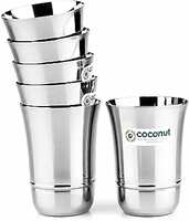 coconut Stainless Steel Glasses - Set of 6 (250 ML Each) - Each Bowl -300ML