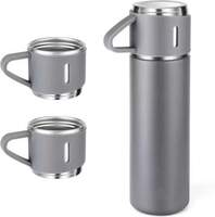 URBANHUDA Vacuum Insulated Flask set 3Cup set for Hot & Cold Drink (Giftset Grey) 500 ml Flask  (Pack of 1, Grey, Steel)