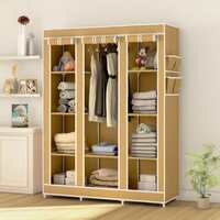 Flipkart Perfect Homes Studio 3 Door 10 Shelf PP Collapsible Wardrobe  (Finish Color - Beige, DIY(Do-It-Yourself))