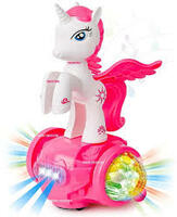 FAMOUS QUALITY Colorful 5D Unicorn Stunt Tricycle Toy Lights And Sound Electric Car Model Toy Vehicles Toys For Toddlers Baby Kids Children Birthday, Multi color