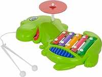 Xylophone & Shape Sorter Pull Along Dinosaur Shape 2 in 1 Musical Toy for Kids and Toddlers (Colour May Vary)