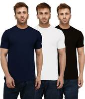 London Hills Men Round Neck Cotton Blend Multicolor Half Sleeve Solid T-Shirts (Pack of 3)