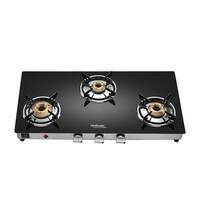 Hindware ARMO Plus 3 Burner Glass Gas Stove with Scratch Resistant Powder Coated Body and Highly Efficient Brass Burners