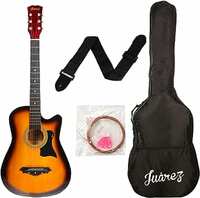 Juarez Lindenwood Acoustic Guitar Kit, 38 Inches Cutaway, 38C With Bag, Strings, Pick And Strap, 3TS Sunburst