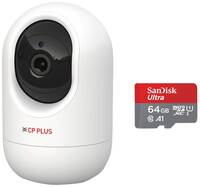 CP PLUS 3 MP Full HD Wi-Fi PT Security Video Camera | 360°View with Motion Detection + SanDisk Ultra® microSDXC™ UHS-I Card, 64GB