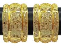 YouBella Fashion Jewellery Traditional Gold Plated Original Gold Look Bracelet Bangle Set of 6 Bangles Jewellery For Girls and Women