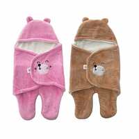 Mylo Essentials Baby Blankets New Born Combo Pack of Hooded Super Soft Wearable Wrapper Cum Baby Sleeping Bag for Babies Length -(70 cm x 78 cm, 0-6 Months)(Light Pink+Light Brown)- Combo of 2