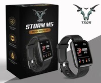 TXOR STORM M5 With Heart Rate, SPO2 & BP Monitor 35 mm Screen Black Smartwatch  (Black Strap, 35 mm)