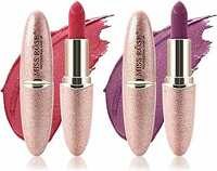 Miss Rose Waterproof Long Lasting Highly Pigmented Super Glittery Creamy Matte Velvet Lipstick Combo (Red+Purple)