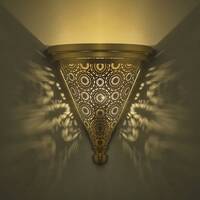 Homesake®Moroccan Wall Trophy Concentric Circles Light Shades, Engraved Wall Sconce Light, Antique Handmade, Brass