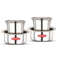 PANCA Tea Glass Set, Coffee Glass Set, Steel Glass and Cup Set of 4, South Indian Coffee Glass Set, Glass for Water, Multipurpose Steel Glass (180ml)