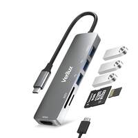 Verilux® USB C Hub Multiport Adapter- 6 in 1 Portable Aluminum Type C Hub with 4K HDMI Output, USB 2.0/3.0 Ports, SD/Micro SD Card Reader Compatible for MacBook Pro 2016-2020, MacBook Air 2018-2020