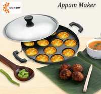 Sundry 12 Cavities Non Stick Appam Patra with Lid and Side Handle/ kulipaniyaram pan nonstick