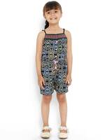nauti nati Girls Printed Jumpsuits | Sleeveless Jumpsuits for Girls | Polyester Dress For Girls