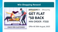 Amazon Shopping Get Flat ₹50 Cashback Min order: ₹350 (By Playing Quiz)