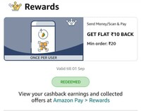 Amazon send money offer -send min 20 & get 10 cashback (user specific) 