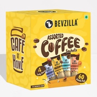 Bevzilla Instant Assorted Coffee Powder - 60 Sachets Box - 120gm(4 Flavours - 30gm each)