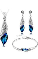  Shining Diva Italian Designer Non Precious Metal Jewellery Set for Women (Blue) (rrsdcmb208)