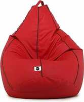 Amazon Brand - Umi. Classic Filled Bean Bag (with Beans) Colour- Red with Black Piping (Size-XXL)
