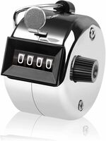 LUOSHI Tally Counter, 4-Digit Clicker Counter, Metal Hand Tally Counters Clicker Pitch Counter for Counting, Knitting, Coaching, Golf, Lap, Fishing (Pack of 1)