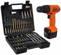 BLACK+DECKER CD961K50 9.6V 10mm Ni-Cd Cordless Keyless Chuck Drill Driver Kit (50 Accessories included)