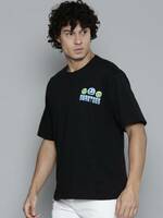 Smartees Printed, Typography Men Round Neck Black T-Shirt on Flipkart
