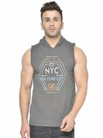 CHKOKKO Men Regular Fit Hoodied Tank Top Gym Sleeveless Sport Vest
