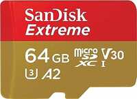 SanDisk Extreme® 64GB microSDXC ¢ UHS-I, 170MB/s Read,80MB/s Write Memory Card for 4K Video on Smartphones, Action Cams and Drones
