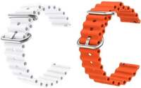 PUNAK 22 MM (Pack of 2 white & orange) Ocean Loop Smartwatch Strap Band. Smart Watch Belt Smart Watch Strap