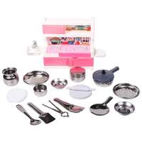 Storio Green House Kitchenware Set Non Toxic Plastic Along with Pure Stainless Steel Cooking Accessories for Girls Age 3 Years Plus