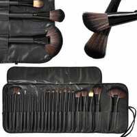 HUDA GIRL BEAUTY 24-Piece Soft Bristle Makeup Brush Set with Travel PU Leather Holder Pouch - Black | Professional Brushes for Foundation, Eyeshadow, Blending, Concealer, Powder, Blush and More