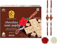 Bhikharam Chandmal - Rakhi for Brother with Roli & Chaval - Raksha bandhan Sweets Gift Hamper - Chocolate Soanpapdi - (C-159)