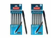 Reynolds AEROSLIM BP - BLACK (PACK OF 10) I Lightweight Ball Pen With Comfortable Grip for Extra Smooth Writing I School and Office Stationery | 0.7mm Tip Size | Pen for BTS