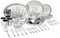 Solimo 42 Pieces Laser Print Stainless Steel Dinner Set