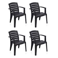 Nilkamal CHR2135 Plastic Mid Back with Arm Chair | Set of 4 | Weather Brown