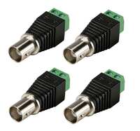 INVENTO 4Pcs DC Female BNC Connector to Screw Terminal Balun Connector Coaxial Cat5 For CCTV Camera