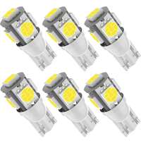 T10 194 W5W 168 2825 White LED Light 5SMD 5050 Chips Car Replacement Bulb for Map Dome Courtesy License Plate Dashboard Side Marker Light (6pcs/pack)